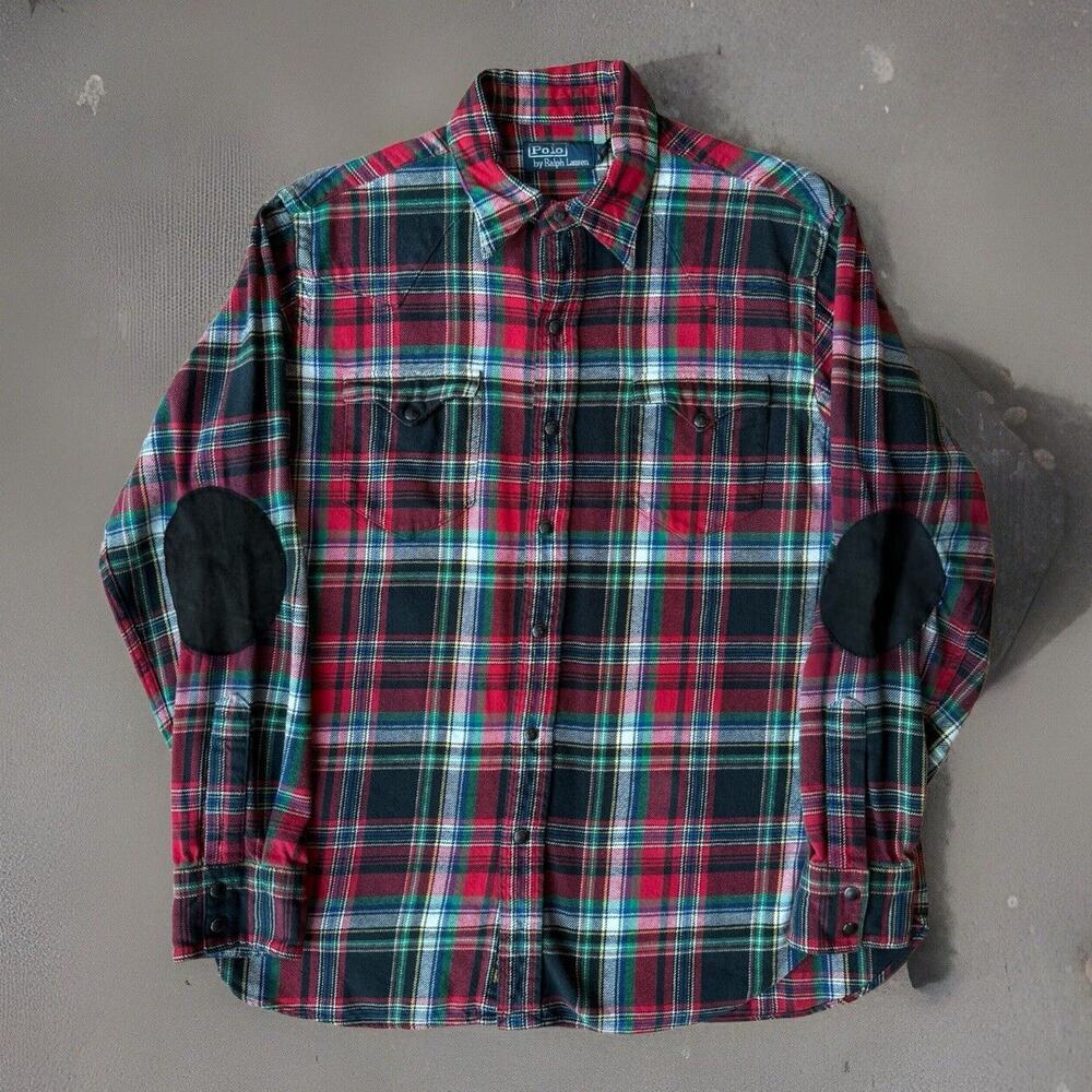 Vintage Polo Ralph Lauren Pearl Snap Shirt L Multicolor Cowboy Southwestern RRL
